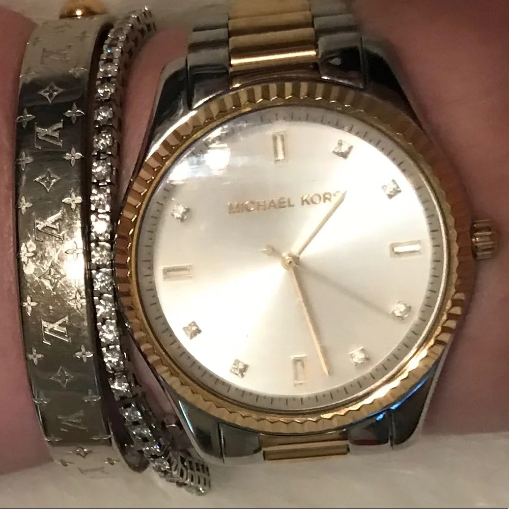 Michael Kors Stainless Steel | Gold Plated Watch With Crystals | Extra Links EUC